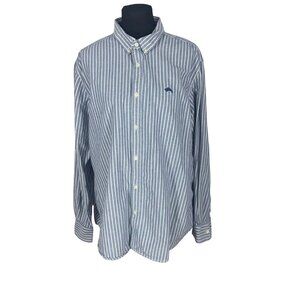 American‎ Rag Blue White Striped XXL Men's Button Down Dress Shirt